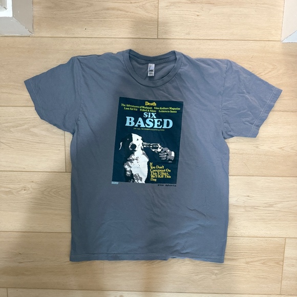 American Apparel Kino Adverts “Six Based” Graphic Tee Gray Regular - Picture 3 of 9